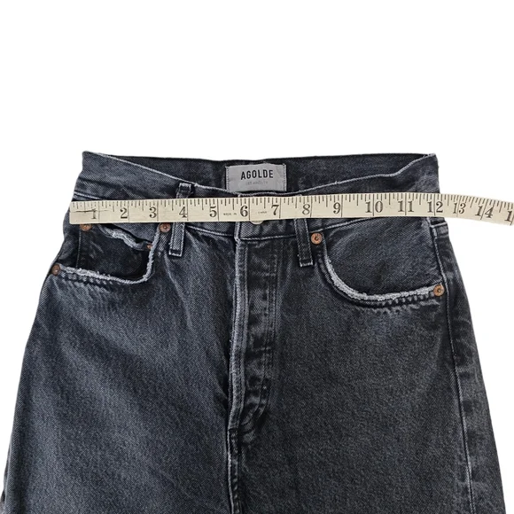 Agolde 90s Pinch Waist High Rise Straight Jean Black Washed Size 23 - Picture 4 of 7